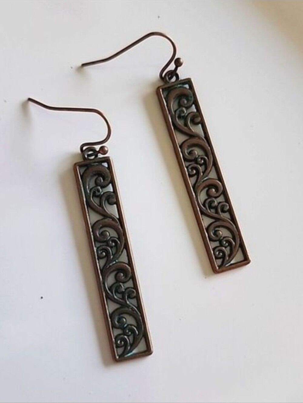 BOHO Trellis Bar EARRINGS AGED Copper ER